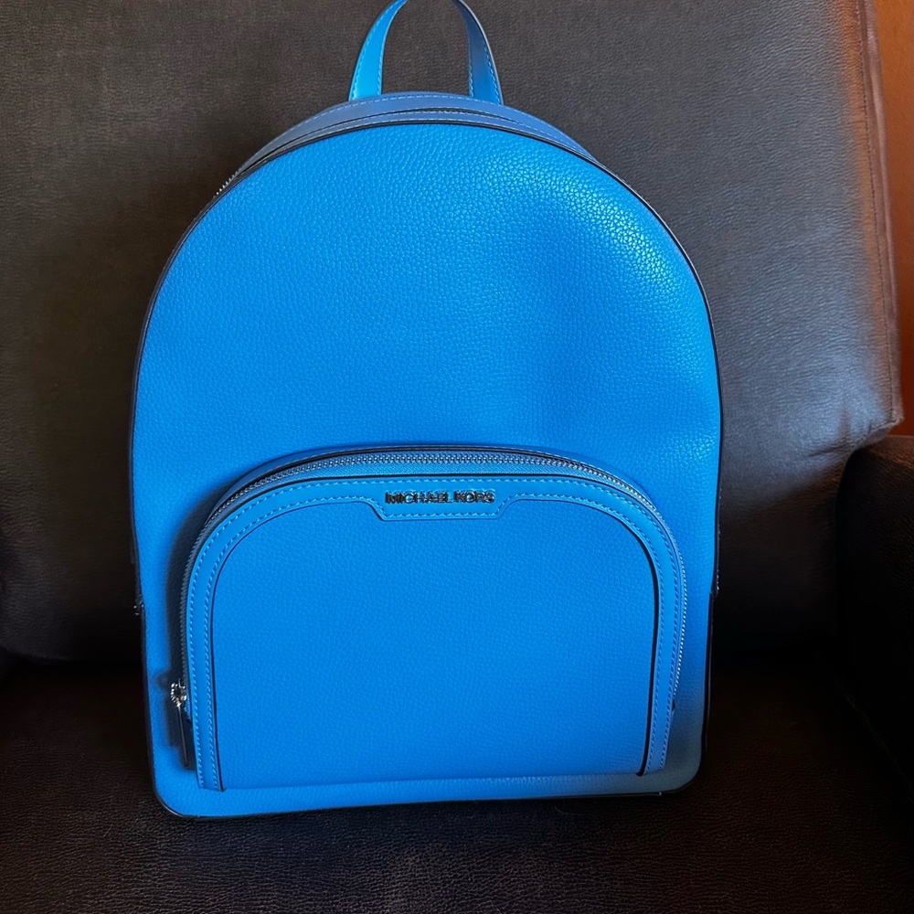 Michael Michael Kors Jaycee Large Pebbled Leather Backpack in South Pacific.